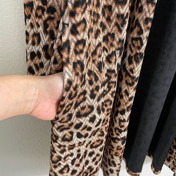 Susan Graver Womens Large Leopard Animal Print Open Front Cardigan Jacket - Picture 8 of 11